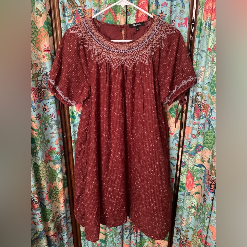 Madewell floral embroidered babydoll dress sz small